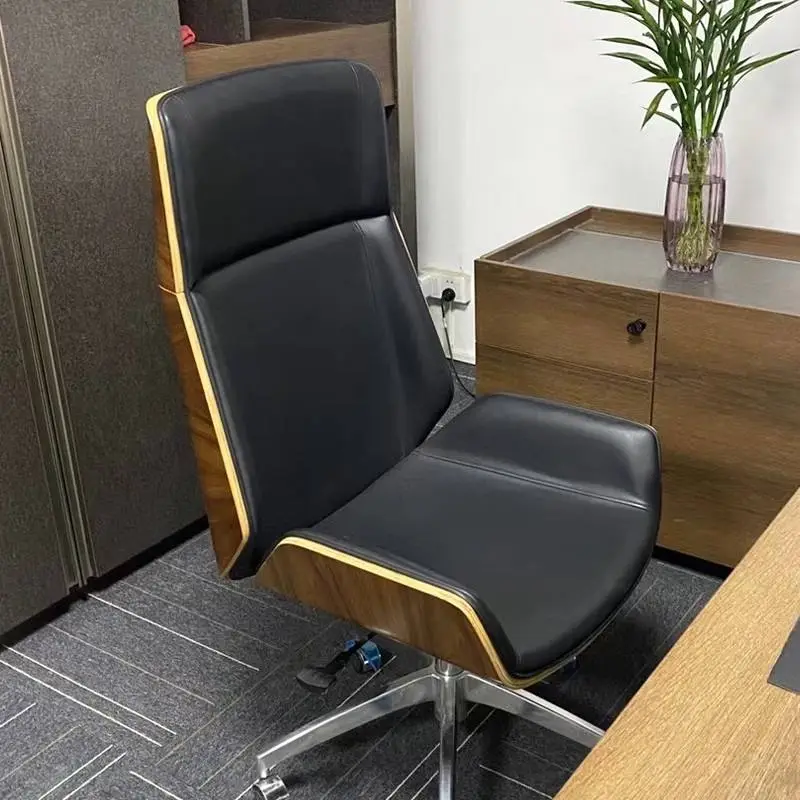 Modern Leather Office Chair Ergonomic High Back Unique Design Executive Home Swivel Chair Armrest Pu Leather Office Chair — image 5