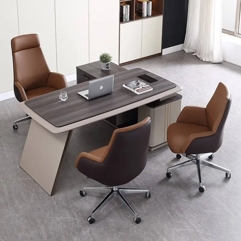 Modern Leather Office Chair Ergonomic High Back Unique Design Executive Home Swivel Chair Armrest Pu Leather Office Chair — image 3