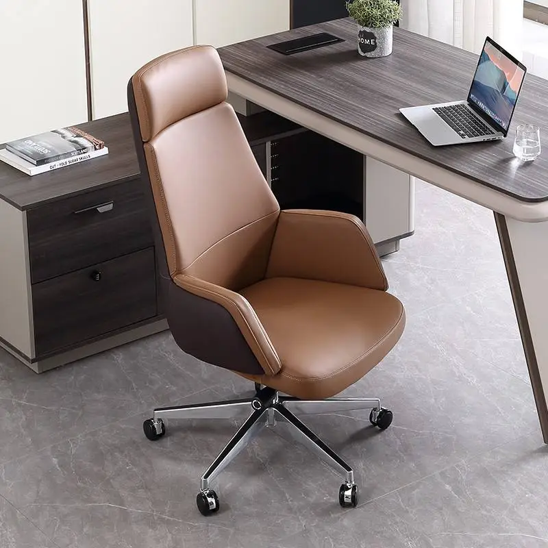 Modern Leather Office Chair Ergonomic High Back Unique Design Executive Home Swivel Chair Armrest Pu Leather Office Chair — image 4