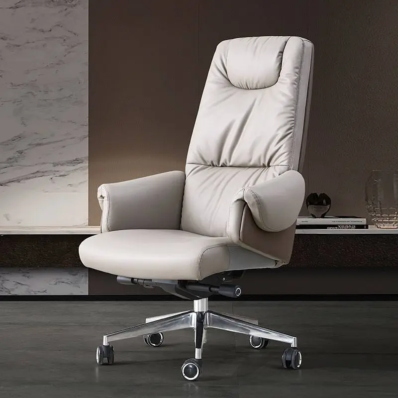 Modern Metal Frame Leather Executive Office Chair Ergonomic High Back Adjustable Height Swivel Armrest Pu Leather Design — view 1