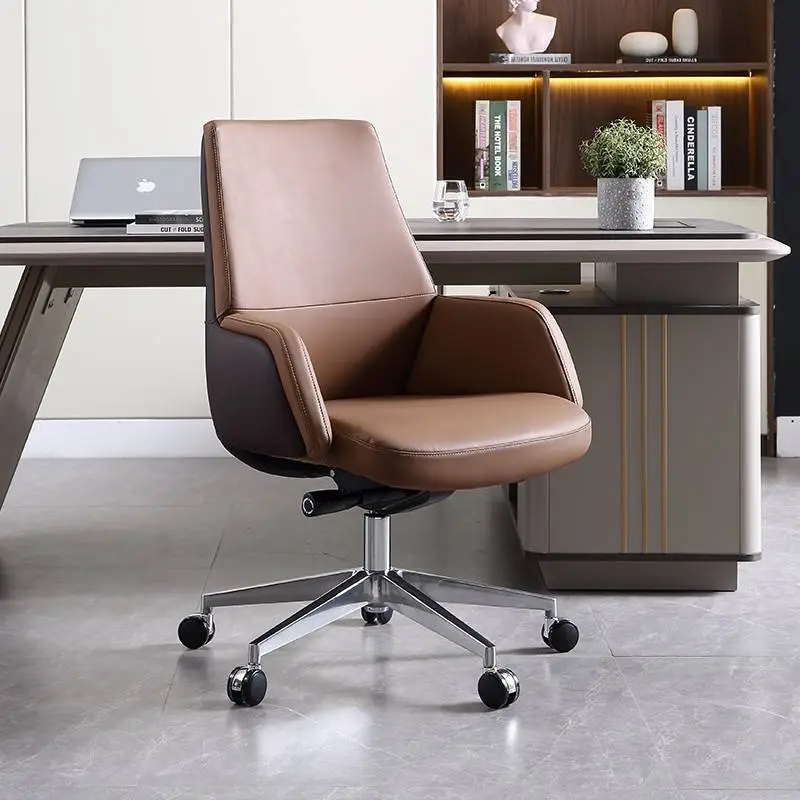 Modern Leather Office Chair Ergonomic High Back Unique Design Executive Home Swivel Chair Armrest Pu Leather Office Chair — image 5