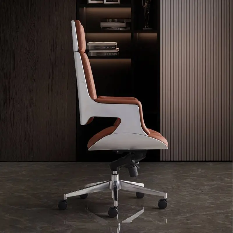 Modern Executive Office Chair Ergonomic High Back Unique Design Swivel Armrest Stainless Steel Frame Commercial Grade Villa — image 3
