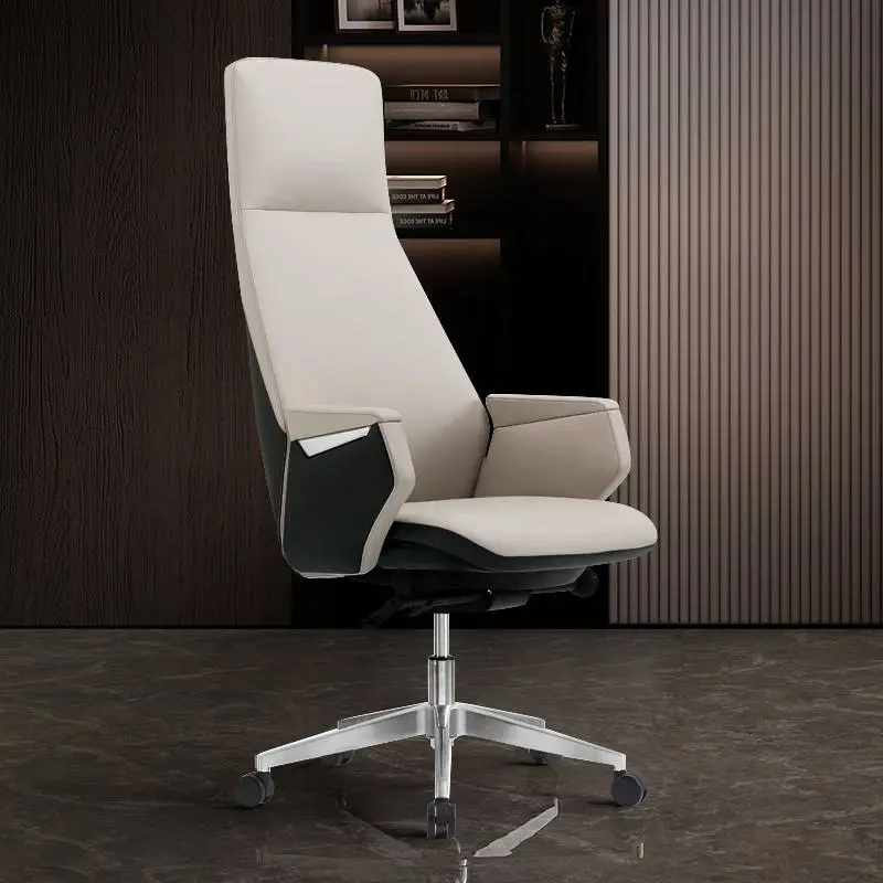 Modern Metal Executive Office Chair Ergonomic High Back Adjustable Height Stainless Steel Frame Swivel Armrest Unique De — view 1