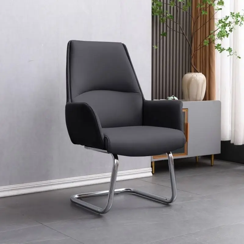 Customizable Modern Leather Upholstered Metal Frame Conference Chair for Commercial Office Meeting Rooms — view 1