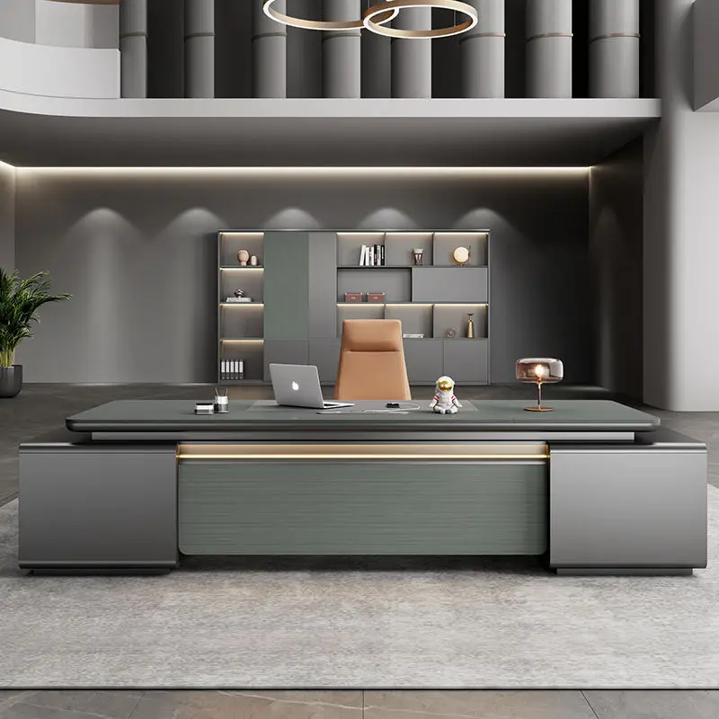 Custom High-End Executive Office Desk L-Shaped Director Manager Table with Panel Wood Style for Modern Office Furniture — image 3