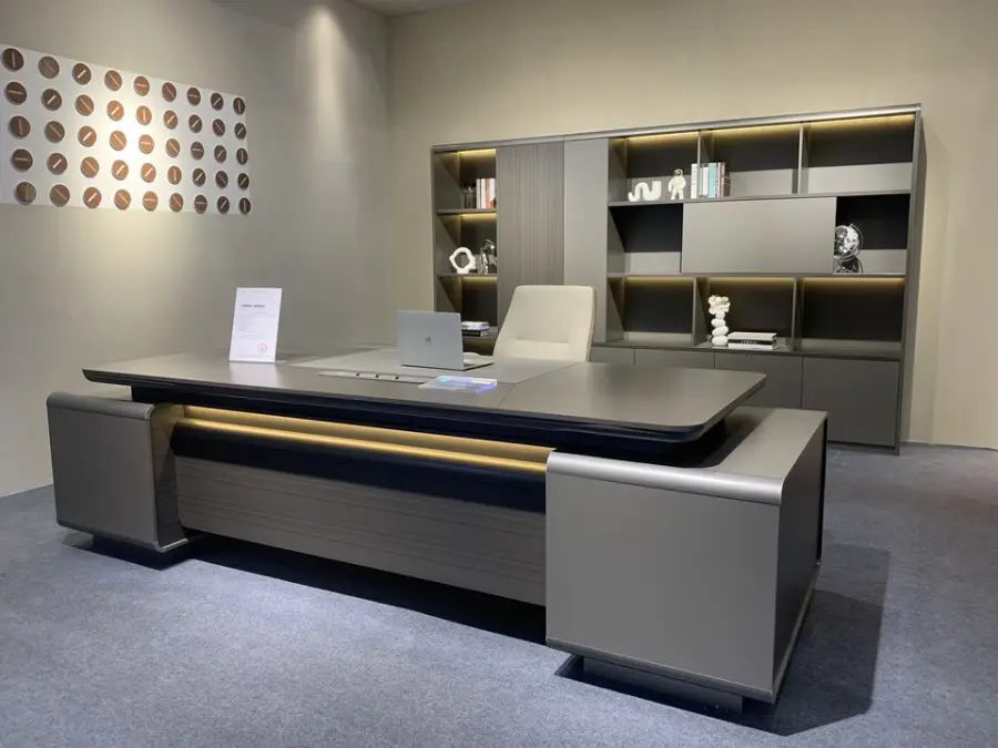 Custom High-End Executive Office Desk L-Shaped Director Manager Table with Panel Wood Style for Modern Office Furniture — image 4
