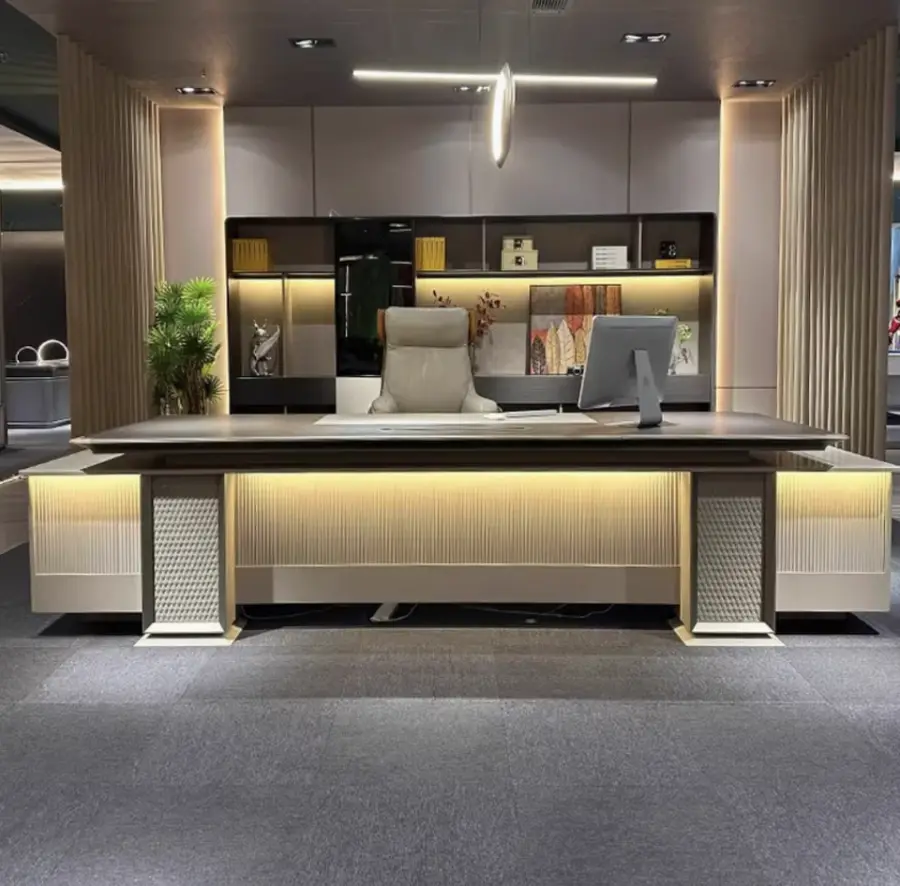 High-end Luxury L-shaped Modern Multi-functional Wooden Director Office Desk for CEO Manager Executive — view 1