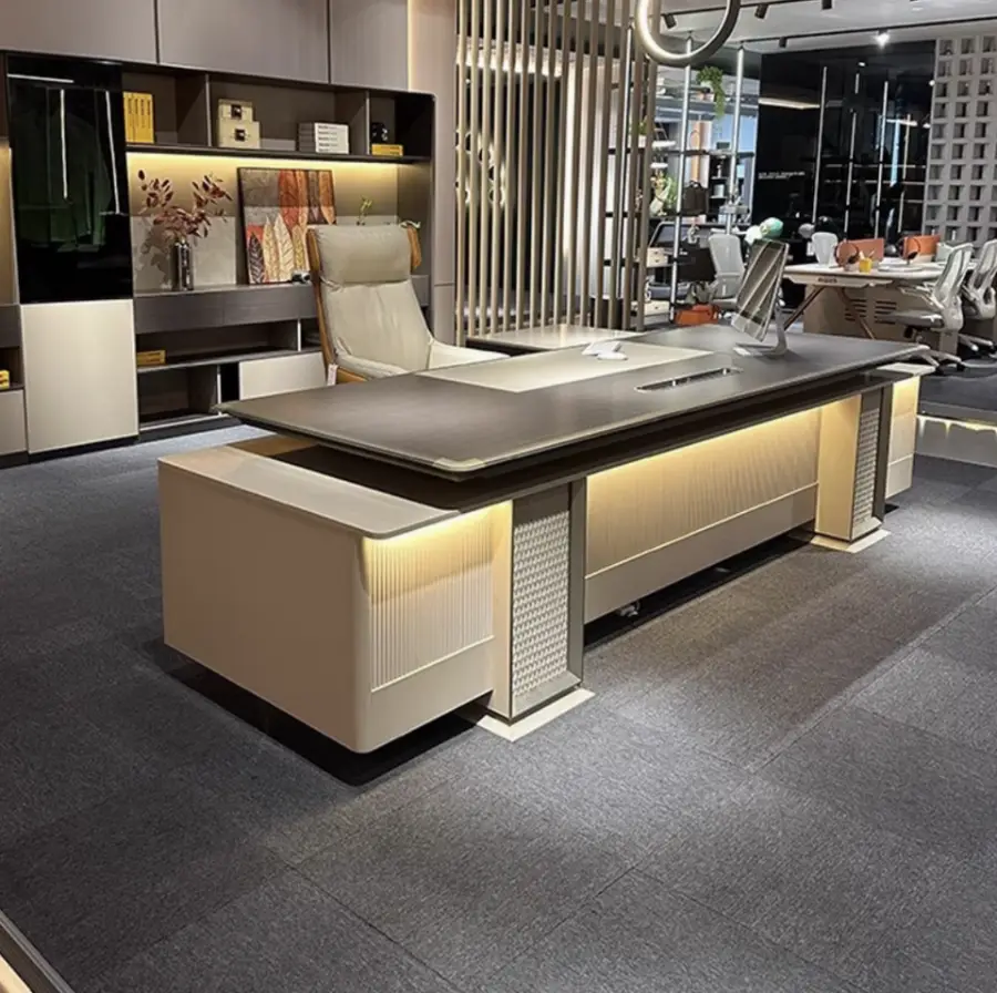High-end Luxury L-shaped Modern Multi-functional Wooden Director Office Desk for CEO Manager Executive — image 3