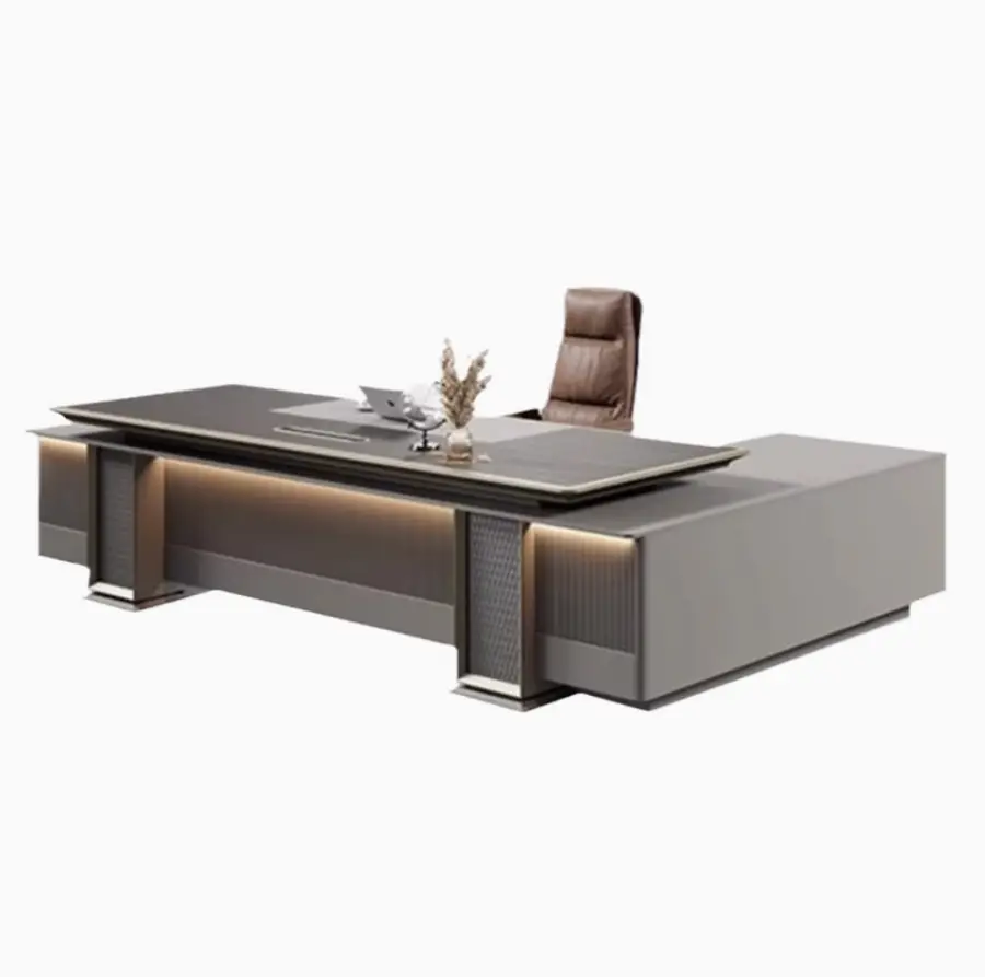 High-end Luxury L-shaped Modern Multi-functional Wooden Director Office Desk for CEO Manager Executive — image 5