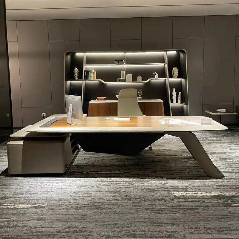 High-end Luxury L-shaped Modern Wooden Multi-functional Modular Executive Office Desk for CEO Manager — view 1