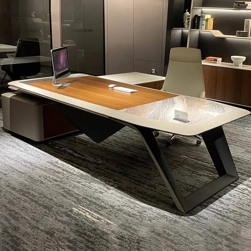 High-end Luxury L-shaped Modern Wooden Multi-functional Modular Executive Office Desk for CEO Manager — image 3