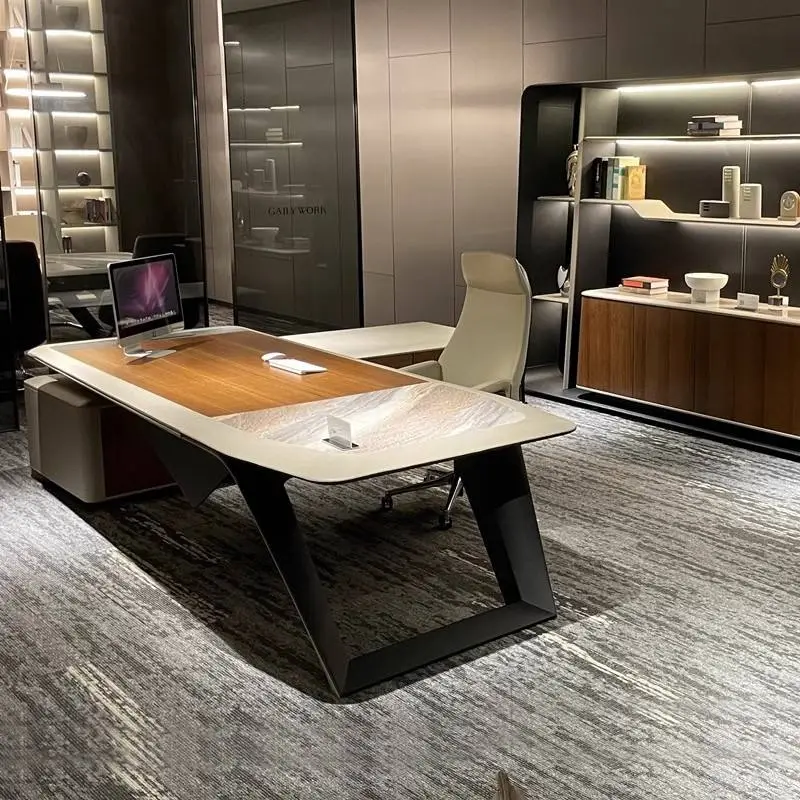 High-end Luxury L-shaped Modern Wooden Multi-functional Modular Executive Office Desk for CEO Manager — image 4