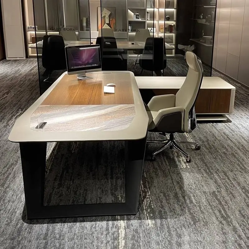 High-end Luxury L-shaped Modern Wooden Multi-functional Modular Executive Office Desk for CEO Manager — image 5