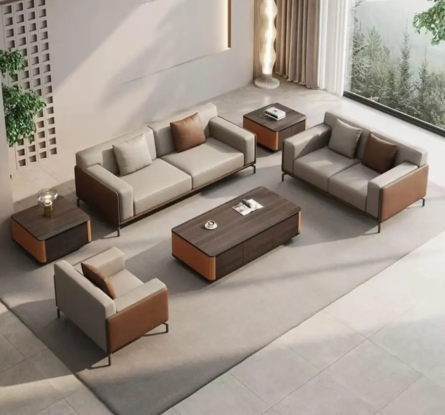 Modern Luxury L-Shaped Executive Office Desk Set CEO Boss Manager Director High-End E0 MDF Wooden Panel Furniture — image 4