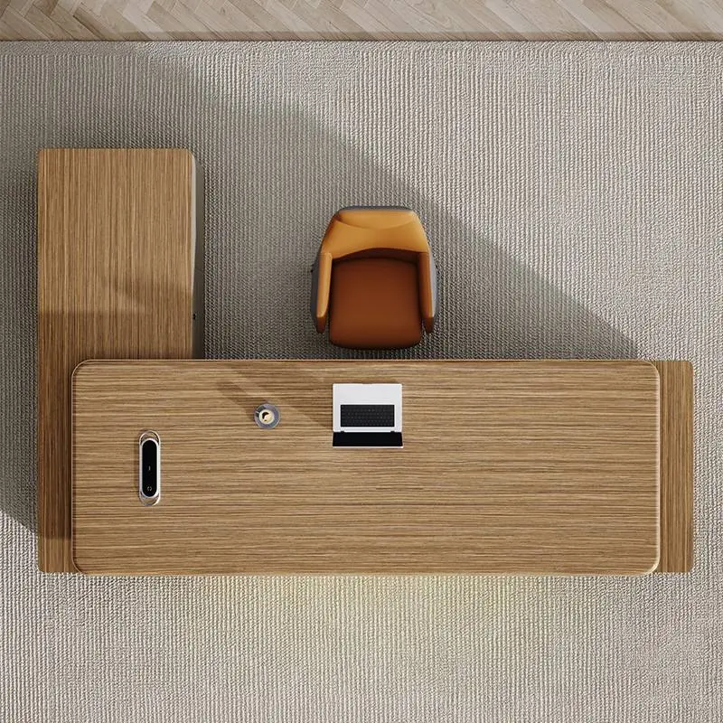 High-end Luxury L-shaped Modern Wooden Multi-functional Modular Director Office Desk for CEO Manager Executive — image 3