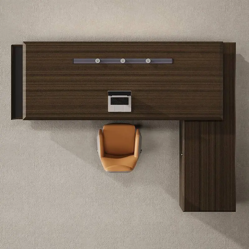 Modern Italian Business Wooden Panel Modular Luxury High-End Boss/CEO Desk LED Lights Functional Lightweight Office Furniture — image 6