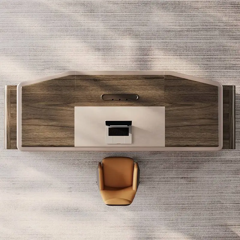 Modern Italian Business Style Solid Wood Panel Modular Functional High-end Luxury Boss CEO Desk Lightweight Office Furniture — image 6