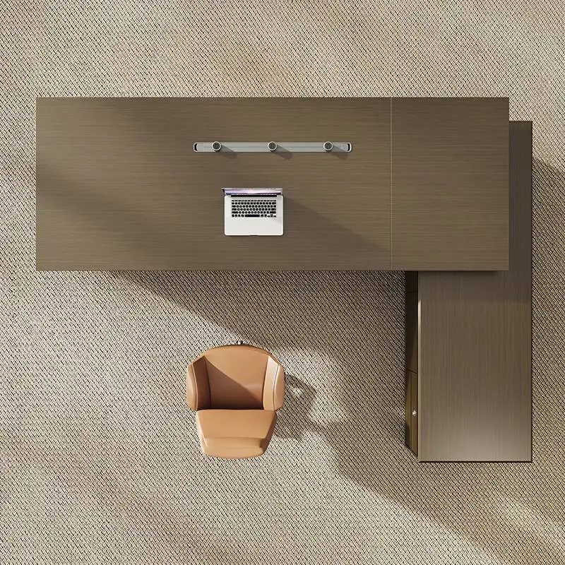Modern Italian Business Wooden Panel Modular Office Furniture LED Lights Functional High End Luxury Boss CEO Desk Lightweight — image 6
