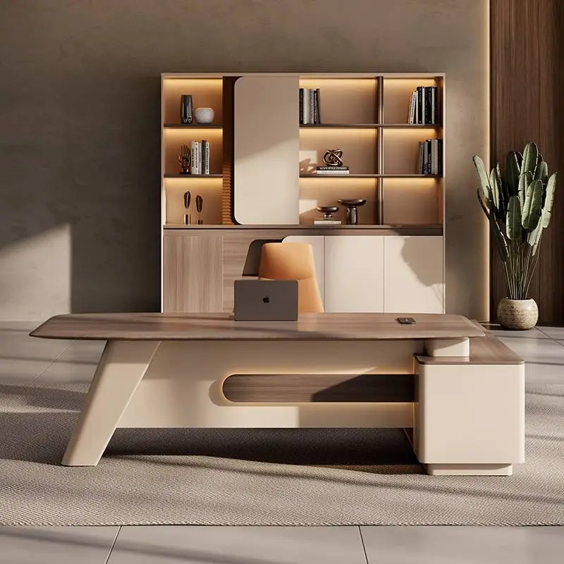 Modern Italian Style Creative Office Furniture Functional High-end Luxury Boss Desk Lightweight CEO Desk — image 3