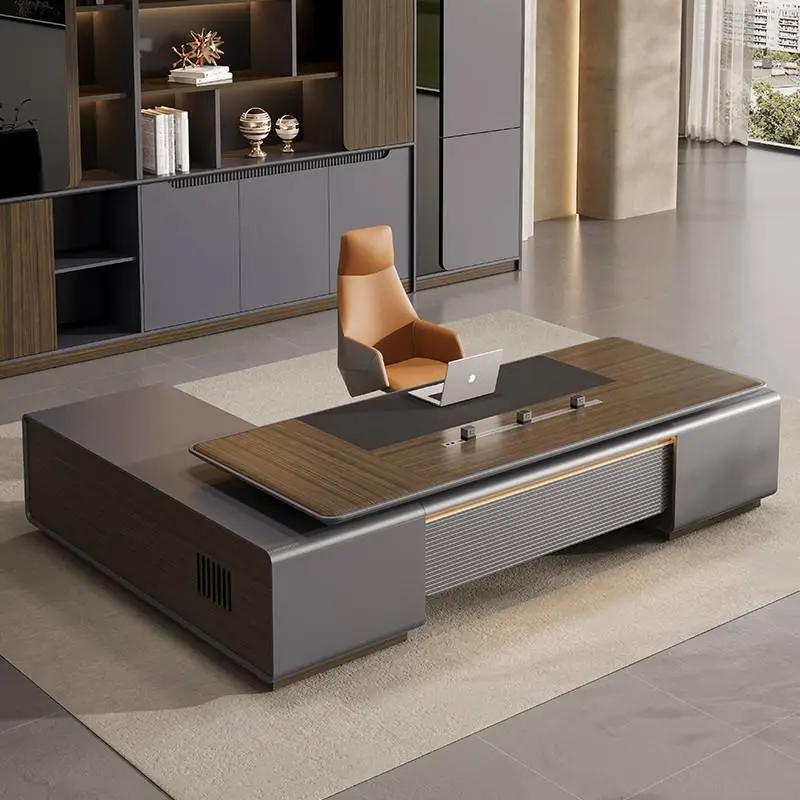Modern Italian Business Style Wooden Panel Modular Executive Desk with LED Lights Functional High-End Luxury Lightweight Design — image 4