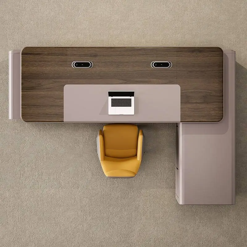 Modern Italian Business Style Office Furniture LED Lights Functional High End Luxury Boss Desk Lightweight CEO Desk — image 3