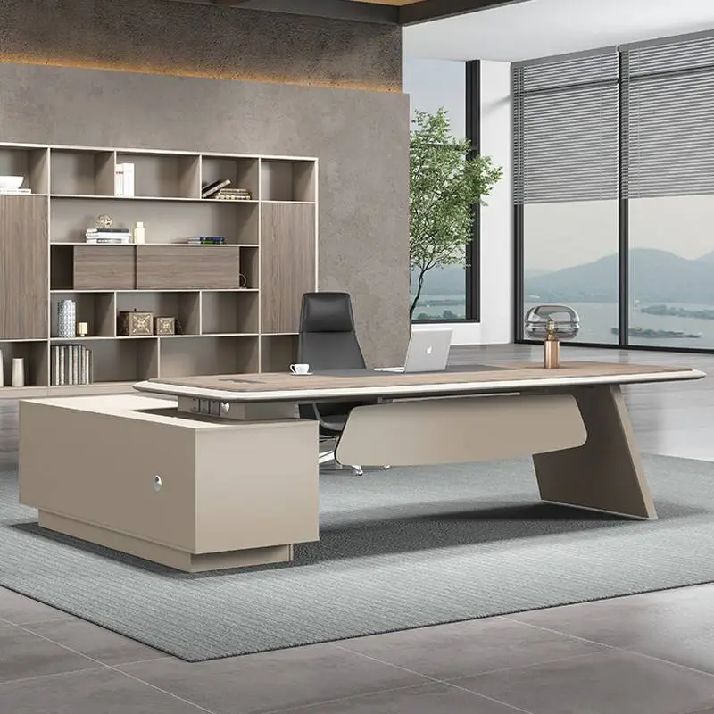 Modern Italian Style Wooden Panel Modular Creative Commercial Office Furniture High-end Luxury Boss CEO Desk Lightweight — view 1