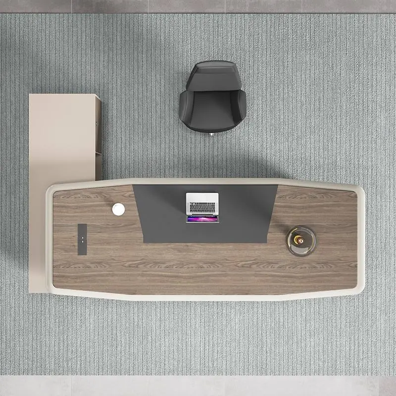 Modern Italian Style Wooden Panel Modular Creative Commercial Office Furniture High-end Luxury Boss CEO Desk Lightweight Office — image 3