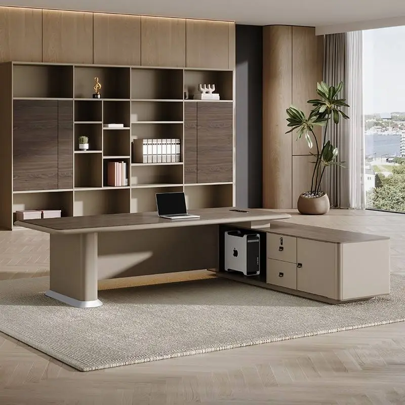 Italian Style Modern Wooden Modular Luxury CEO Desk with LED Lighting Lightweight Design for High-end Office Use — image 3