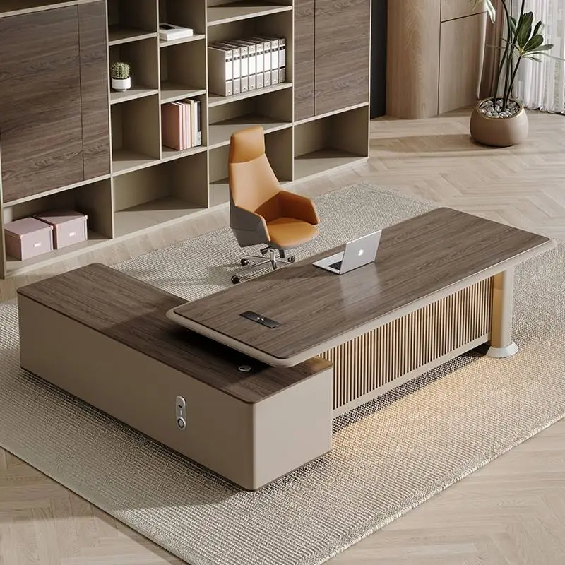 Italian Style Modern Wooden Modular Luxury CEO Desk with LED Lighting Lightweight Design for High-end Office Use — image 5