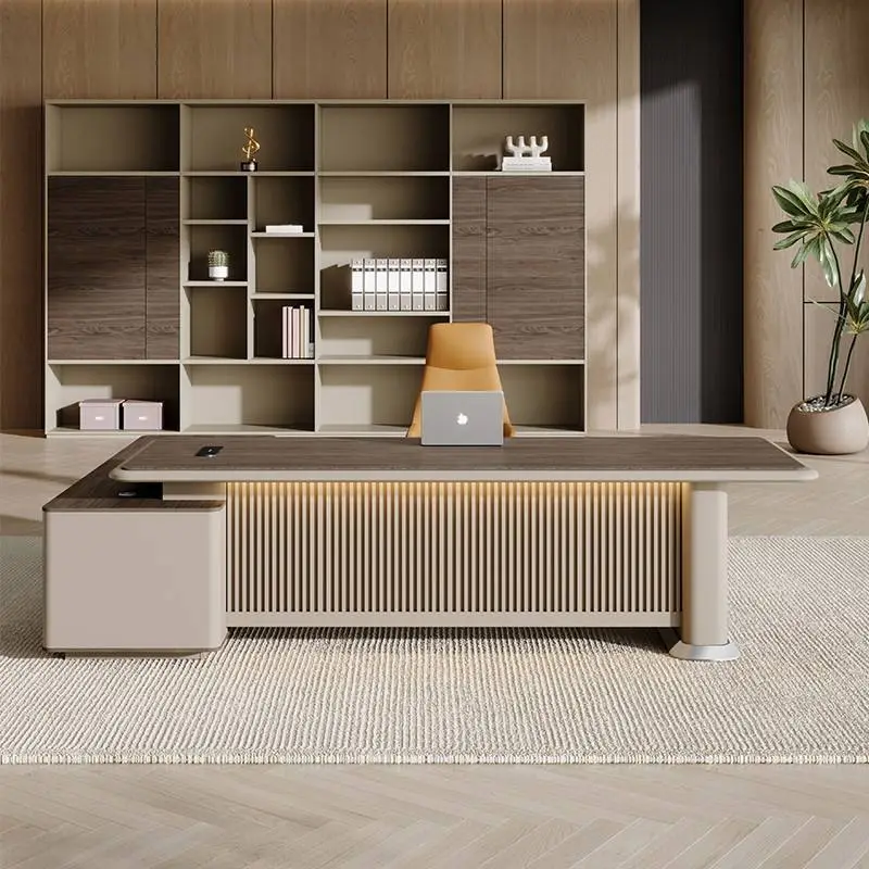 Italian Style Modern Wooden Modular Luxury CEO Desk with LED Lighting Lightweight Design for High-end Office Use — image 6