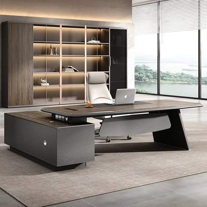 Modern Italian Style Wooden Panel Modular Creative Commercial Office Furniture Functional High-end Luxury Desk Office — view 1