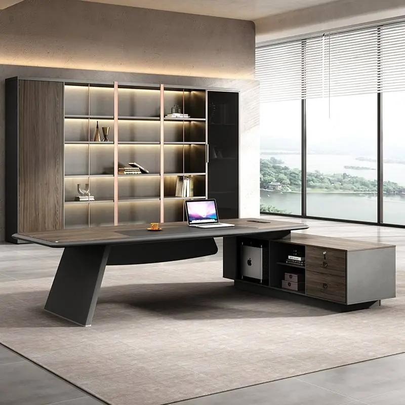 Modern Italian Style Wooden Panel Modular Creative Commercial Office Furniture Functional High-end Luxury Desk Office — image 3