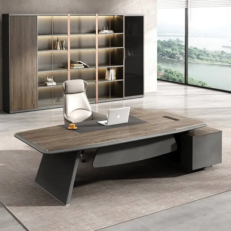 Modern Italian Style Wooden Panel Modular Creative Commercial Office Furniture Functional High-end Luxury Desk Office — image 4