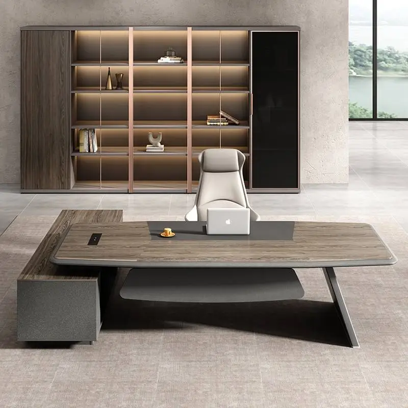 Modern Italian Style Wooden Panel Modular Creative Commercial Office Furniture Functional High-end Luxury Desk Office — image 5