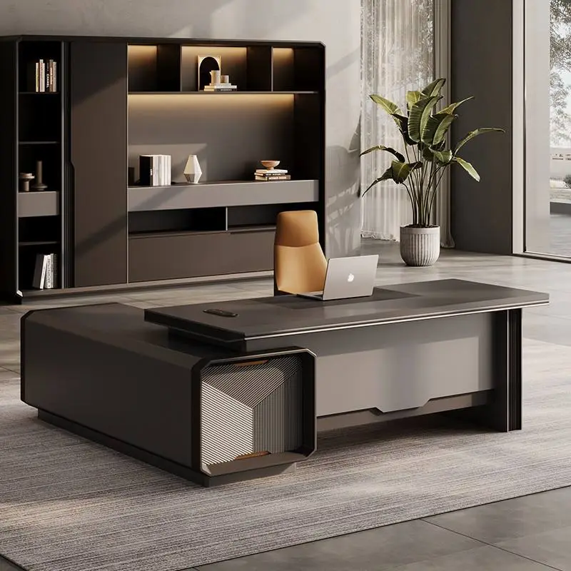 Modern Italian Business Style Modular Solid Wood Panel Commercial Use High-end Luxury Lightweight Boss CEO Desk for Home — view 1