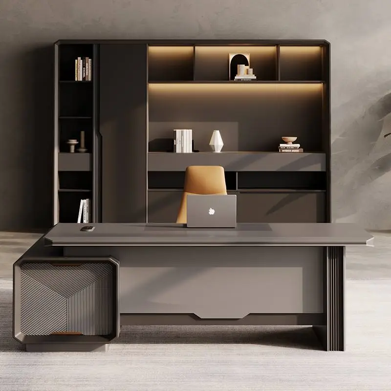 Modern Italian Business Style Modular Solid Wood Panel Commercial Use High-end Luxury Lightweight Boss CEO Desk for Home/Office — image 3