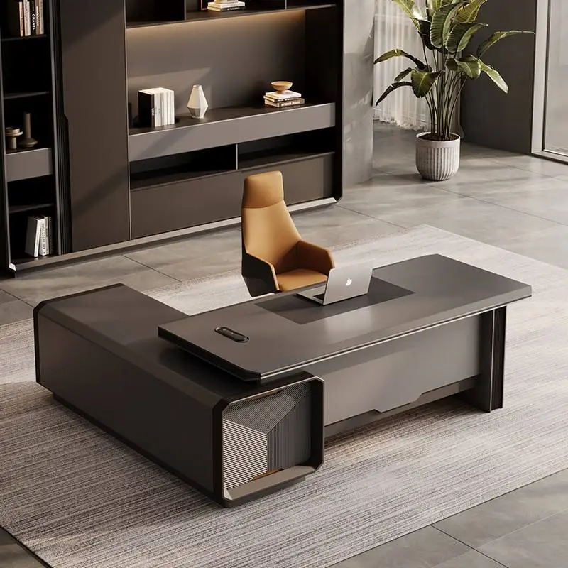 Modern Italian Business Style Modular Solid Wood Panel Commercial Use High-end Luxury Lightweight Boss CEO Desk for Home/Office — image 6