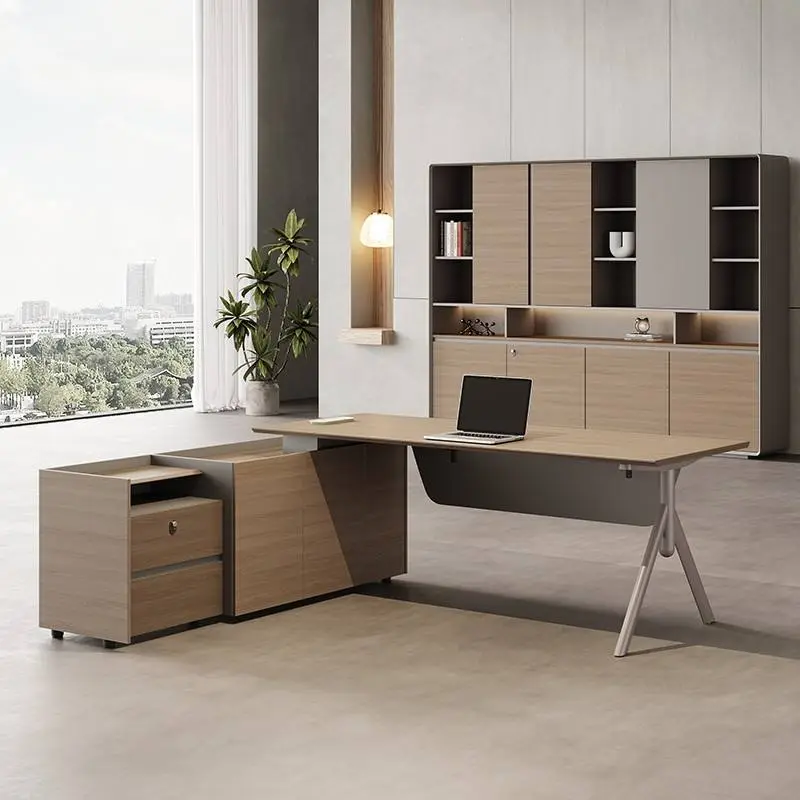 Modern Italian Style High-End Luxury Boss Desk Creative Office Furniture Functional Lightweight CEO Desk Made From Panel Wood — image 3