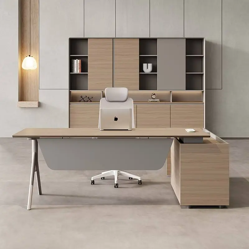 Modern Italian Style High-End Luxury Boss Desk Creative Office Furniture Functional Lightweight CEO Desk Made From Panel Wood — image 5