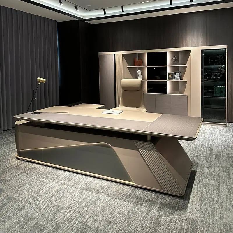 Luxury Modern Modular L-Shaped Executive Office Wooden Panel Workstation Desk — image 3