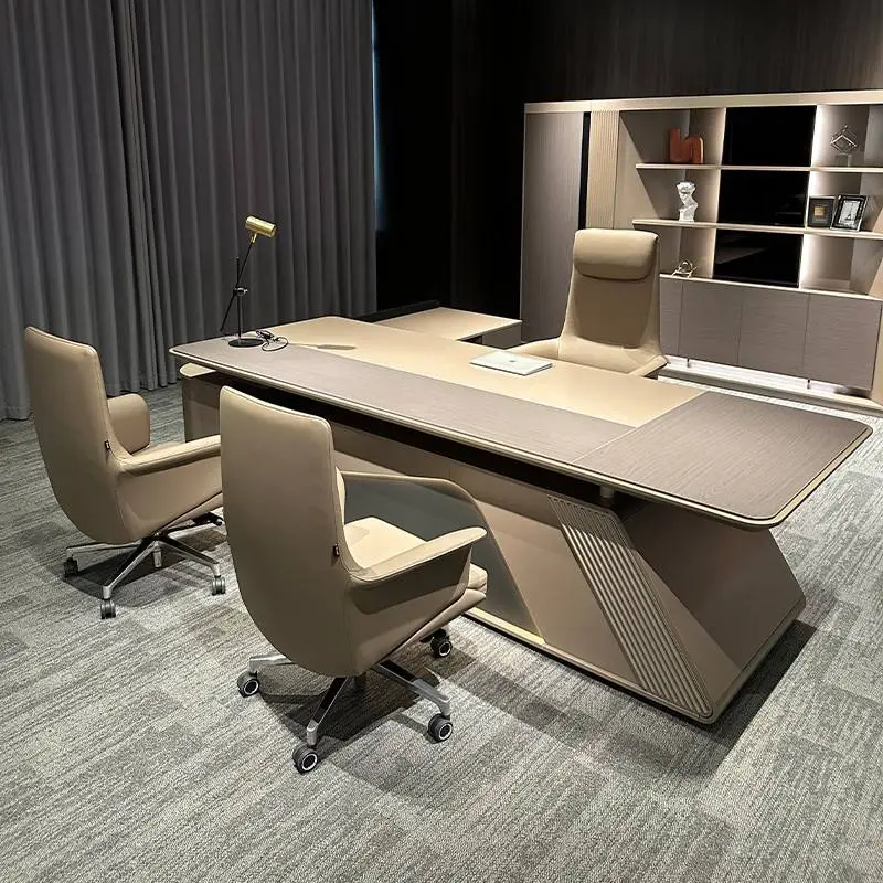 Luxury Modern Modular L-Shaped Executive Office Wooden Panel Workstation Desk — image 4
