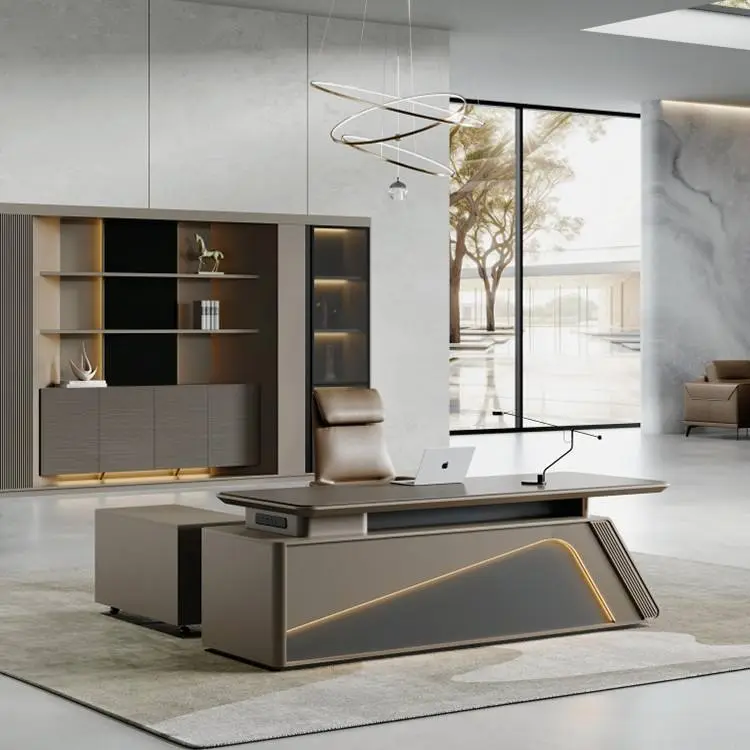 Luxury Modern Modular L-Shaped Executive Office Wooden Panel Workstation Desk — image 5