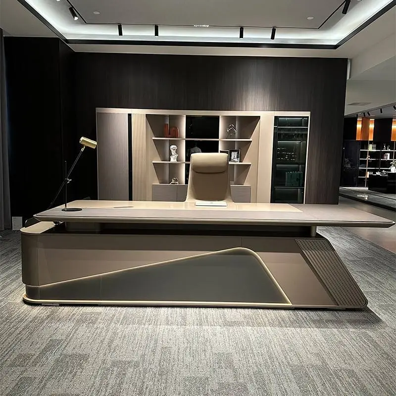 Luxury Modern Modular L-Shaped Executive Office Wooden Panel Workstation Desk — image 7
