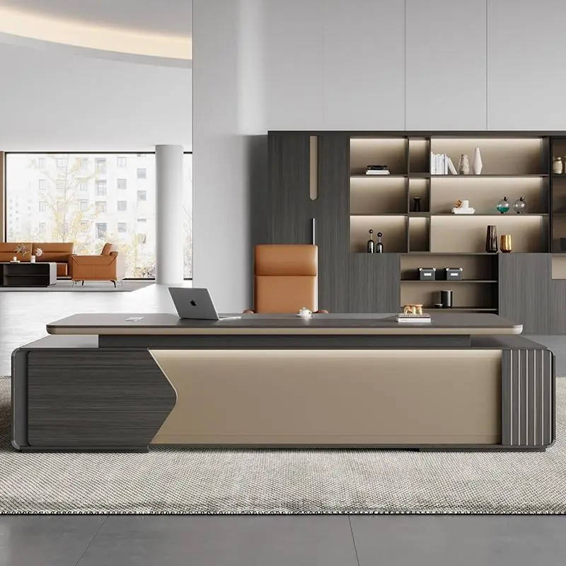 Luxury High Modular Modern L-Shaped Executive Office Wooden Panel Workstation Desk with Commercial Furniture Table Set — image 3