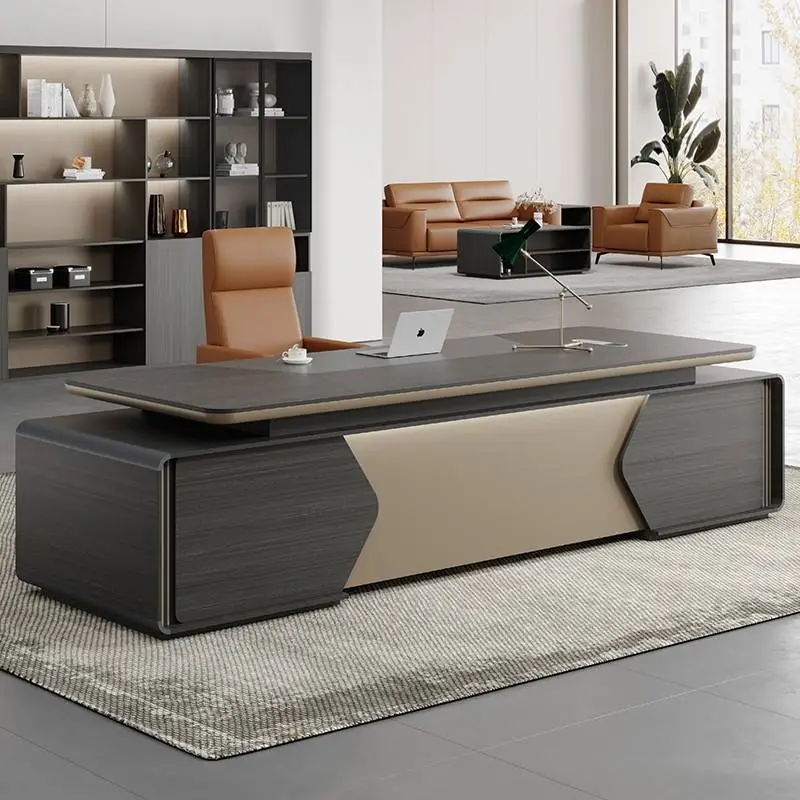 Luxury High Modular Modern L-Shaped Executive Office Wooden Panel Workstation Desk with Commercial Furniture Table Set — image 4