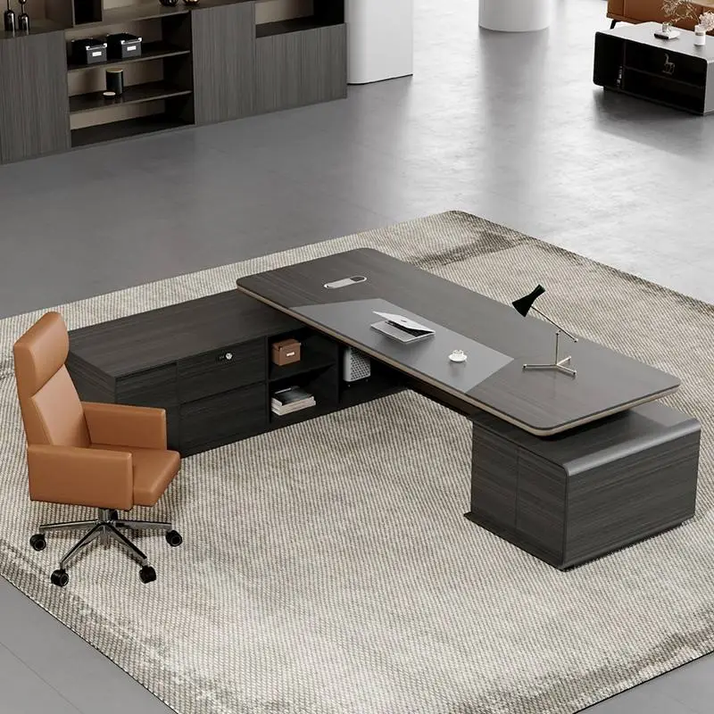 Luxury High Modular Modern L-Shaped Executive Office Wooden Panel Workstation Desk with Commercial Furniture Table Set — image 7