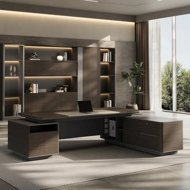 Luxury Modular Modern L-Shaped Executive Desk Set Panel Wooden Workstation Office Furniture for School Home Hotel Apartment Use — image 5