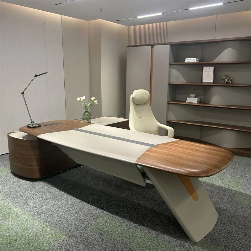 Luxury Wooden Panel Modular Office Desk for CEO/Boss Modern Design Large Size Commercial Use — view 1