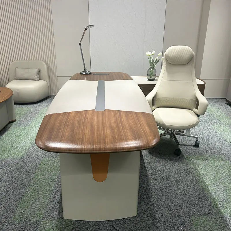 Luxury Wooden Panel Modular Office Desk for CEO/Boss Modern Design Large Size Commercial Use — image 3