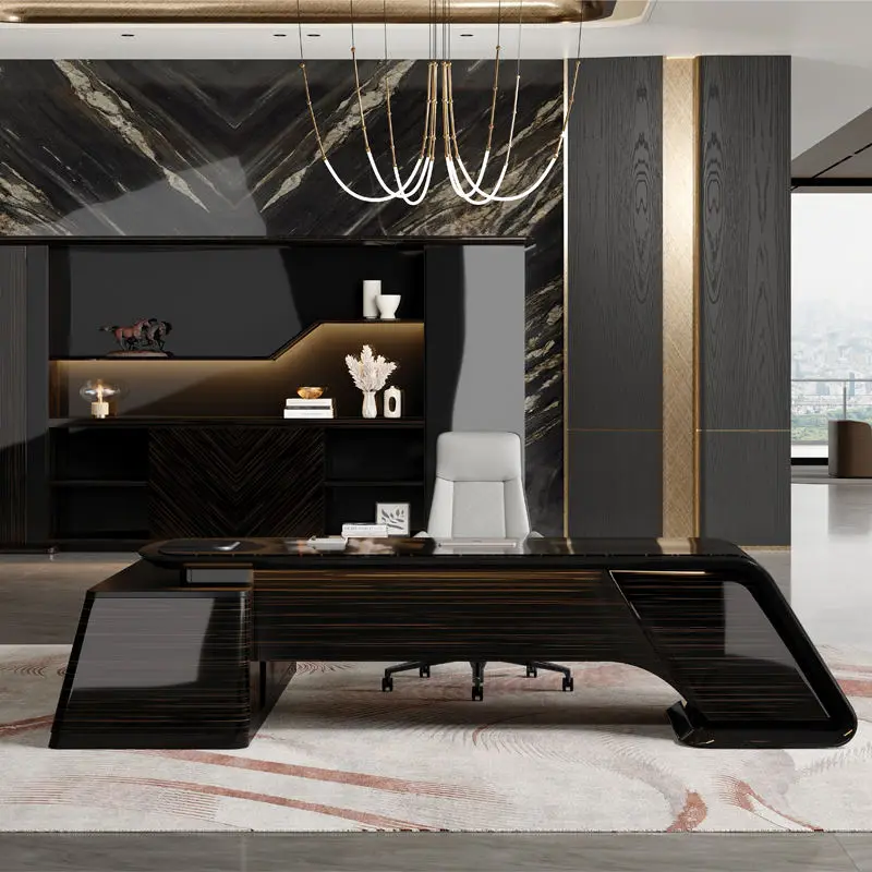Luxury CEO L Shaped Wooden Panel Modern Multi-functional Modular Office Executive Computer Desk — view 1
